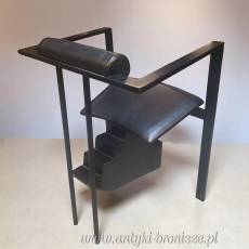 Krzesło Memphis “Trix” Karl Friedrich Förster KFF Design Niemcy lata 80 czarne metal/ skóra