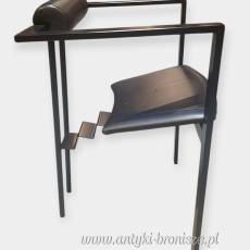 Krzesło Memphis “Trix” Karl Friedrich Förster KFF Design Niemcy lata 80 czarne metal/ skóra