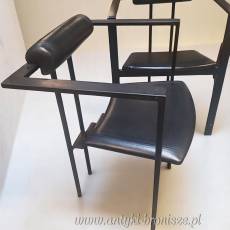 Krzesło Memphis “Trix” Karl Friedrich Förster KFF Design Niemcy lata 80 czarne metal/ skóra