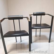 Krzesło Memphis “Trix” Karl Friedrich Förster KFF Design Niemcy lata 80 czarne metal/ skóra