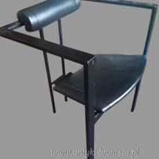 Krzesło Memphis “Trix” Karl Friedrich Förster KFF Design Niemcy lata 80 czarne metal/ skóra