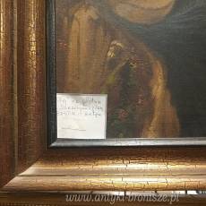 Olej na płótnie Dziewczyna z gitarą Alfred Bastin XIX/XXw 73/55cm