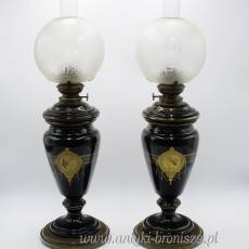 Imponujaca para lamp naftowych (2 szt.) - H: 68cm, Europa Zachodnia XIX/XX w - poz. 6824