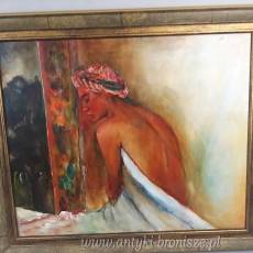 Olej na płótnie “Siedząca” malarz nieokreślony (XX w.) 72/62cm