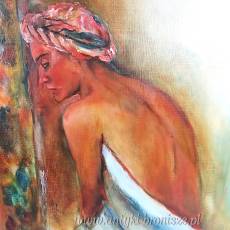 Olej na płótnie “Siedząca” malarz nieokreślony (XX w.) 72/62cm