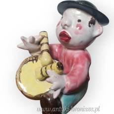 Figurka ceramiczna Chłopiec z bębnem unikat Walter Bosse Austria lata 20te
