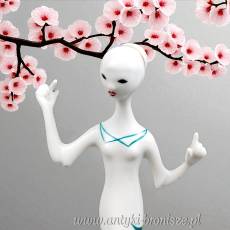 Japonka sygnowana Hollohaza Kwiat Kwitnącej Wiśni Węgry lata 60te