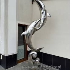 KASKADA DELFINÓW - 350 cm duża figura fontanna stal nierdzewna