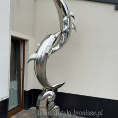 KASKADA DELFINÓW - 350 cm duża figura fontanna stal nierdzewna