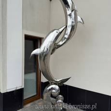 KASKADA DELFINÓW - 350 cm duża figura fontanna stal nierdzewna