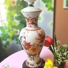 Porcelanowa lampa stołowa kwiaty Limoges Francja lata 70te