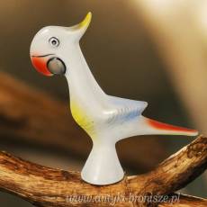 Papuga kakadu art deco Hollohaza Węgry lata 60-te dekoracja a'la picasso