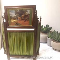 Drewniany składany parawan kominkowy Anglia lata 20/30te wys.71/85cm