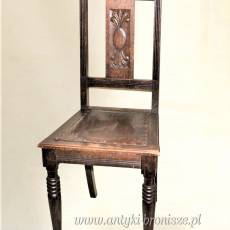 Krzesło secesyjne dębowe ok.1920r drewno/ skóra
