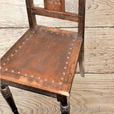 Krzesło secesyjne dębowe ok.1920r drewno/ skóra