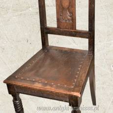 Krzesło secesyjne dębowe ok.1920r drewno/ skóra