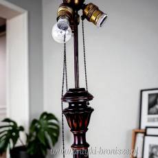 Lampa podłogowa drewniana mahoń Anglia lata 20te  188cm