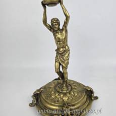 Świecznik figuralny brąz Fabryka Wolska Warszawa XIX/XXw