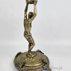 Świecznik figuralny brąz Fabryka Wolska Warszawa XIX/XXw