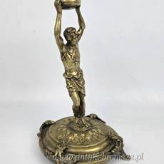 Świecznik figuralny brąz Fabryka Wolska Warszawa XIX/XXw