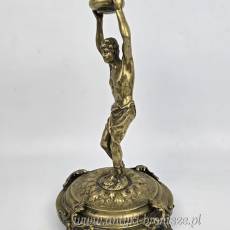 Świecznik figuralny brąz Fabryka Wolska Warszawa XIX/XXw