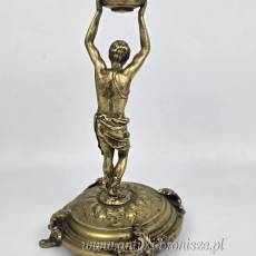 Świecznik figuralny brąz Fabryka Wolska Warszawa XIX/XXw