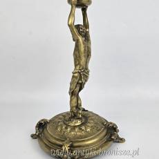 Świecznik figuralny brąz Fabryka Wolska Warszawa XIX/XXw