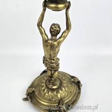 Świecznik figuralny brąz Fabryka Wolska Warszawa XIX/XXw