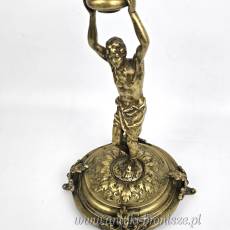 Świecznik figuralny brąz Fabryka Wolska Warszawa XIX/XXw