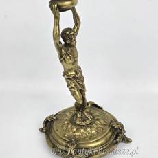 Świecznik figuralny brąz Fabryka Wolska Warszawa XIX/XXw