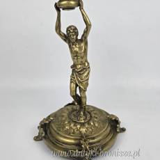 Świecznik figuralny brąz Fabryka Wolska Warszawa XIX/XXw