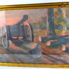 Pastel - "Na wyrębie" Charles Poupaert (1874-1935) Belgia lata 20te 96/51cm