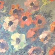 Anemony w dzbanie olej na płótnie J. Renier  Belgia  55/70cm