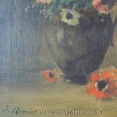 Anemony w dzbanie olej na płótnie J. Renier  Belgia  55/70cm