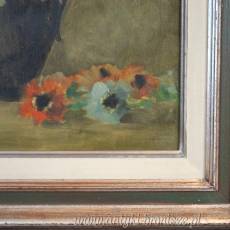 Anemony w dzbanie olej na płótnie J. Renier  Belgia  55/70cm