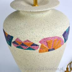 Vintage. Lampa stołowa z geometrycznym motywem podpisana F.Lanza wys. 50/70cm