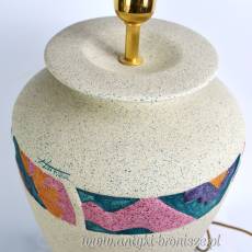 Vintage. Lampa stołowa z geometrycznym motywem podpisana F.Lanza wys. 50/70cm