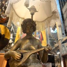 Zegar kominkowy z lampą, w stylu secesyjnym