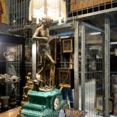 Zegar kominkowy z lampą, w stylu secesyjnym