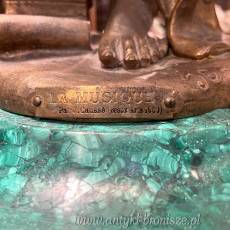 Zegar kominkowy z lampą, w stylu secesyjnym