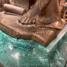 Zegar kominkowy z lampą, w stylu secesyjnym