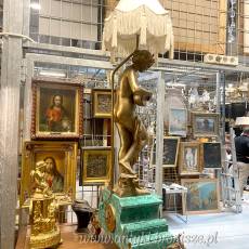 Zegar kominkowy z lampą, w stylu secesyjnym