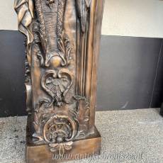 MONUMENTALNY KOMINEK Z BRĄZU postacie portal kominkowy