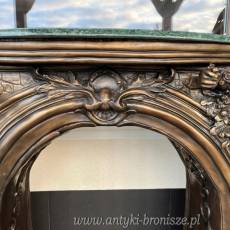 MONUMENTALNY KOMINEK Z BRĄZU postacie portal kominkowy