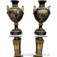 AMFORA NA POSTUMENCIE - gazon - KOBALT Z BRĄZEM