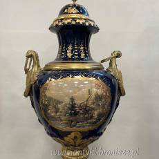 AMFORA NA POSTUMENCIE - gazon - KOBALT Z BRĄZEM