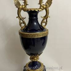 KOBALT- WAZA AMFORA Z POSTUMENTEM z brązem