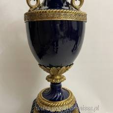 KOBALT- WAZA AMFORA Z POSTUMENTEM z brązem