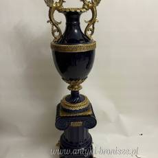 KOBALT- WAZA AMFORA Z POSTUMENTEM z brązem