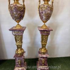 SŁUPKI MARMUROWE Z AMFORAMI unikat Bordo